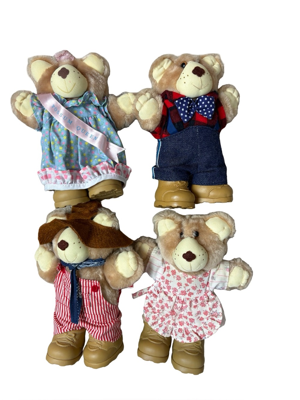 LOT 4 VINTAGE 1986 WENDY'S HOLIDAY FURSKIN 7" PLUSH BEARS